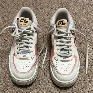 Nike Air Force 1 White and Pink Sneakers
